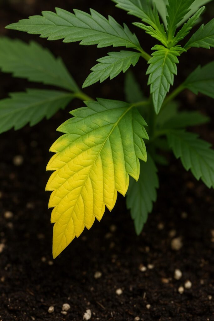 lower leaves yellow nitrogen deficiency example